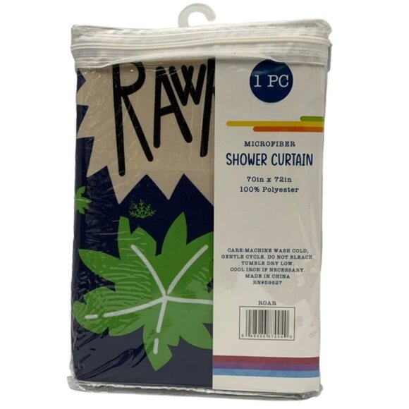 Matt & Maddie Dinosaur Fabric Shower Curtain 70 X 72 In Dark Blue Multicolor - Picture 4 of 9